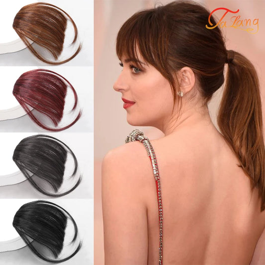 LATANG Synthetic Air Bangs, Girls Natural Bangs Hair Piece Black Brown Clip Hair Extension Wig Black Brown Blonde Jewelry Adult